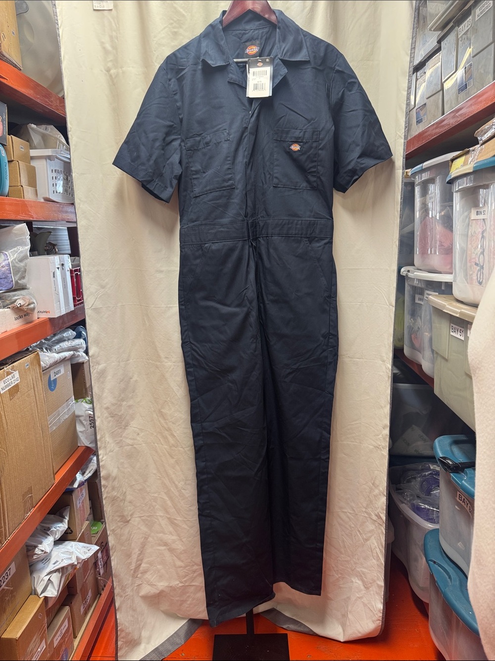 Dickies Navy Blue Short-Sleeve Work Coverall Size Medium